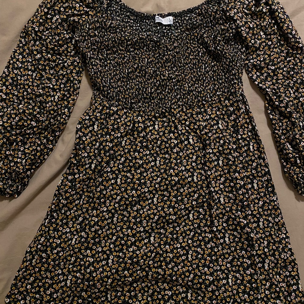 Hollister Black Floral Smocked Dress